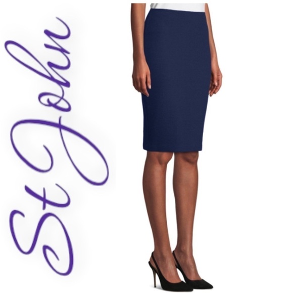 ST. JOHN Santana Wool Blend Purple Pencil Skirt, Size 4 - Picture 1 of 15